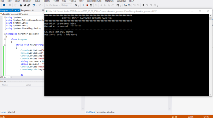 Karakter Password dalam C# Console