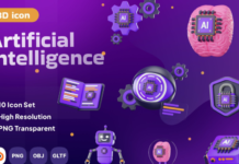 Paket Icon 3D Artificial intelligence