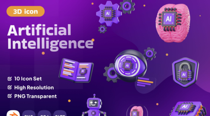 Paket Icon 3D Artificial intelligence