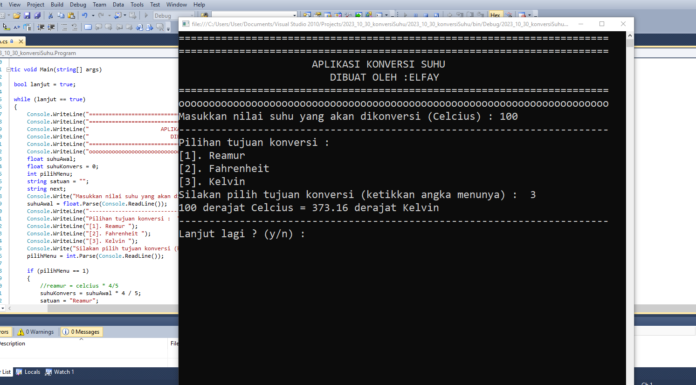 Konversi Suhu dengan C# Console